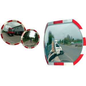 Convex Polycarbonate Traffic Mirrors with reflective edging