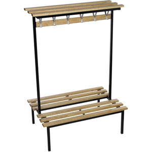 Versa Square Frame Double Sided Cloakroom Bench with Wood top shelf