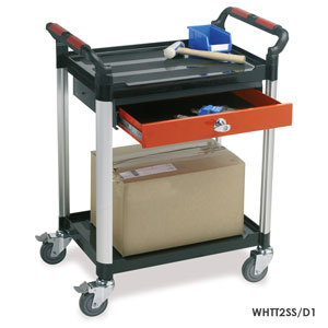 Utility Tray Trolleys with 2 Shelves with Drawer