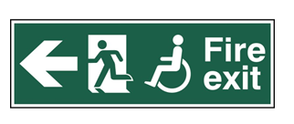 Fire exit for wheelchair users sign