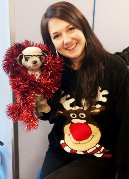 Debs with a reindeer and Sergei