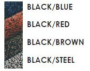 Black, Blue, Red, Brown, Steel
