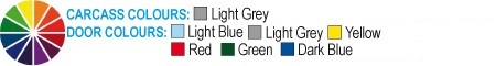 Dark Blue, Light Grey, Yellow, Red, Green, Light Blue