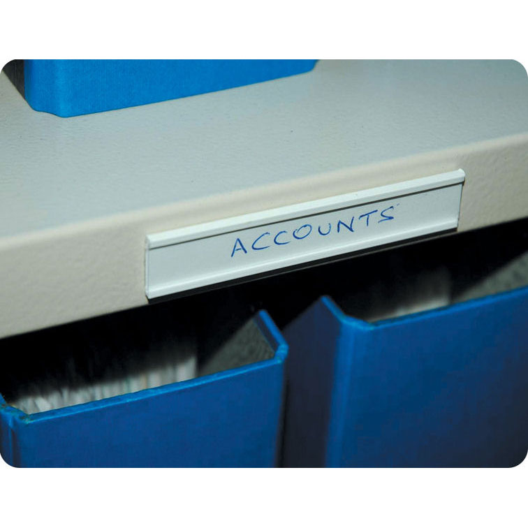 Self Adhesive White Label Holders for shelving / racking Signs