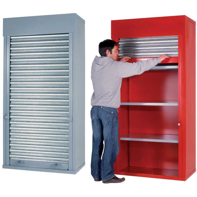 H D Roller Shutter Cabinet Full Louvred Panel Back Aicero