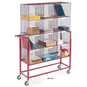 Mail Sorter Trolley with mesh compartments
