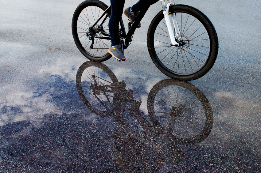 biking in the rain