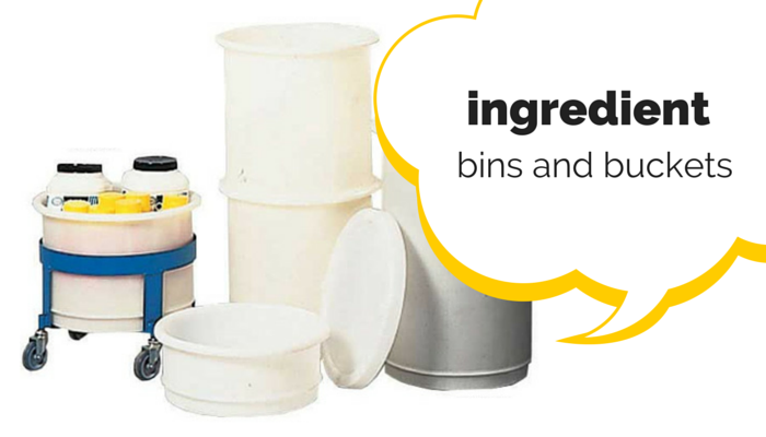 ingredients and food bins and buckets