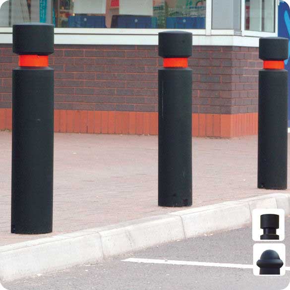 H/D Fixed Steel Core Bollards with Black Sleeves