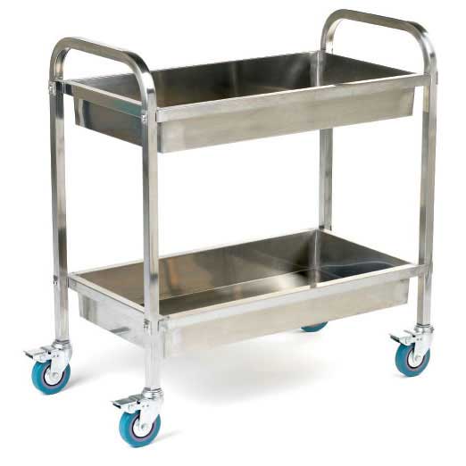 304 grade 100mm Deep Tray Stainless Steel Trolley SI822Y ESE Direct