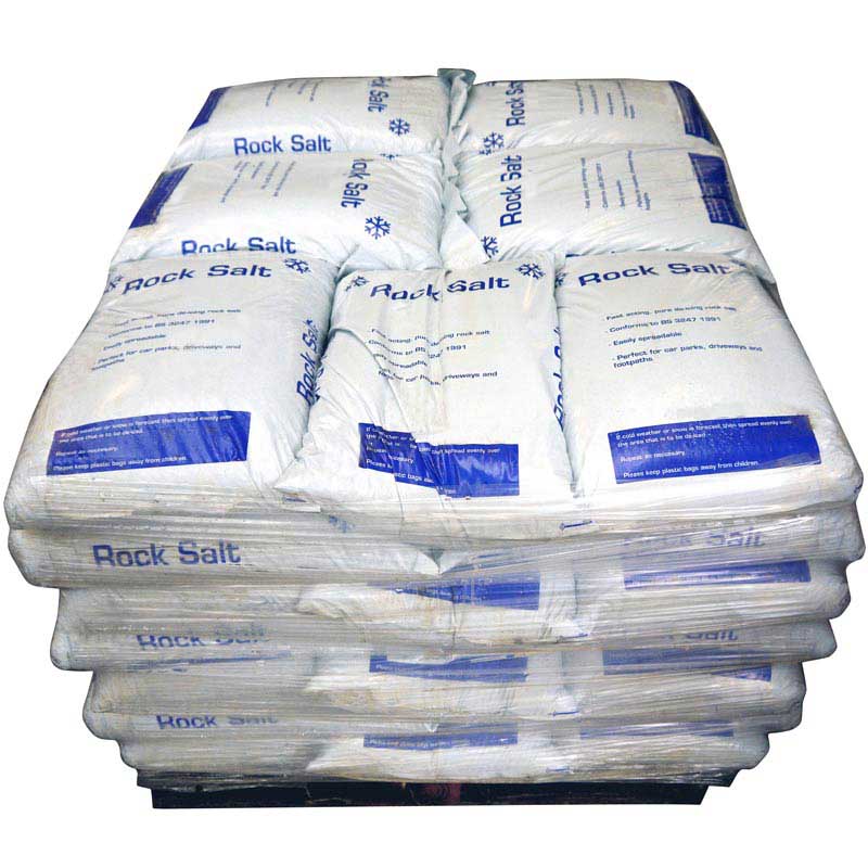 Bulk Pallets of White Road De-icing Rock Salt bags