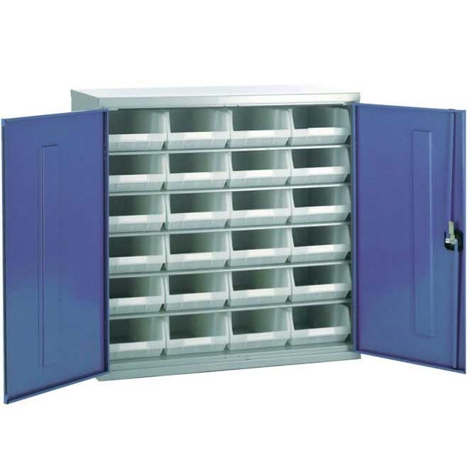 Steel Storage Cabinet With 24 Plastic Containers Ese Direct