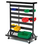 Double Sided Mobile Plastic Bin Container Rack