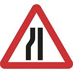 Road Narrows Left Sign