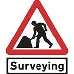 Road Works Roll-up Sign With Surveying Supplementary Plate