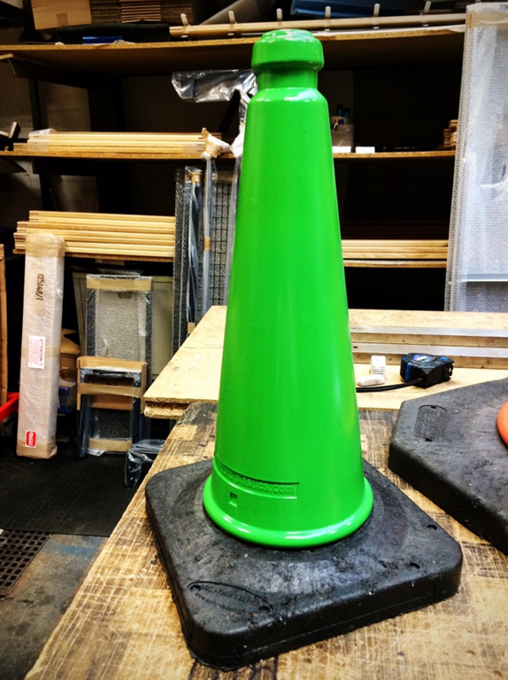 Green traffic cone