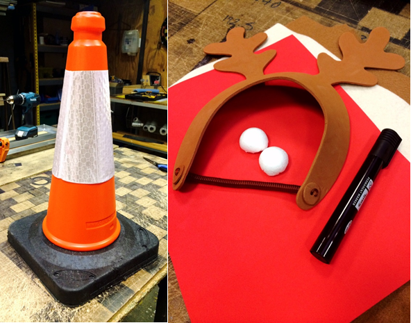 Traffic cone reindeer