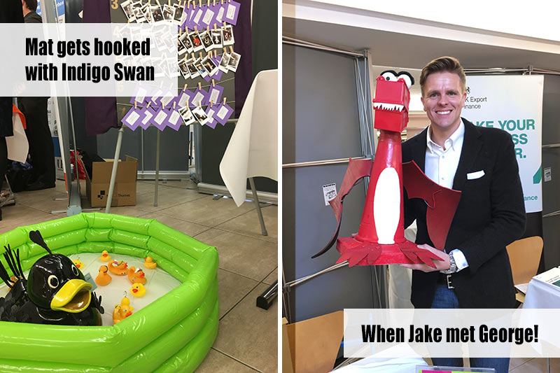 Mat the Rubber Duck joins the tiny ducks in the the Indigo Swan Pond and George enjoys a selfie with Jake Humphrey