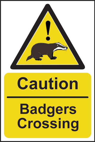 Caution, Badgers Crossing Warning Sign