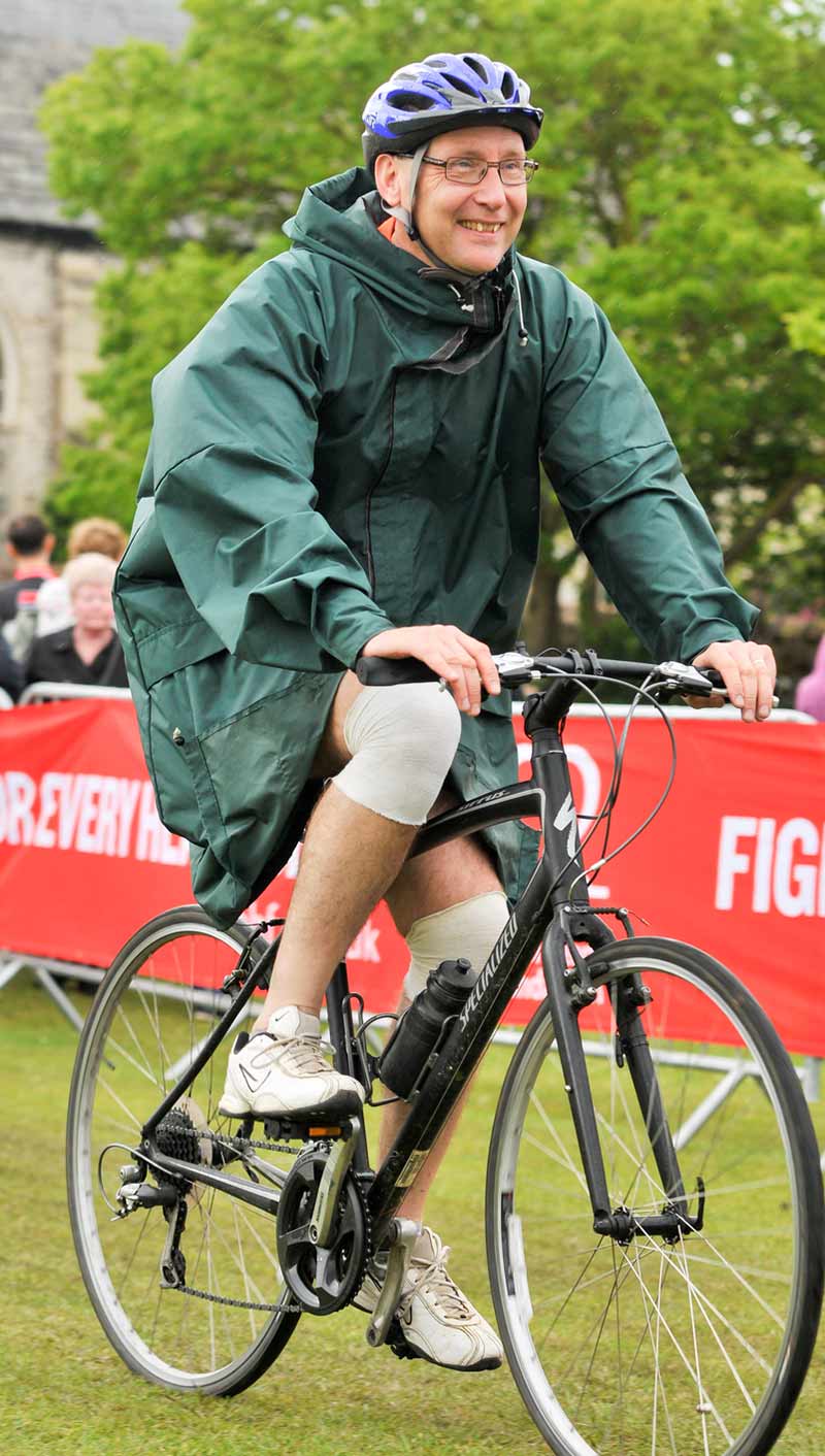 Mike Wyard looking super happy at completing the 50 mile Norfolk route