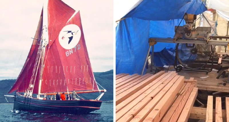 Britannia Sailing Ship and her new industrial drum fan helping to keep boat builders cool