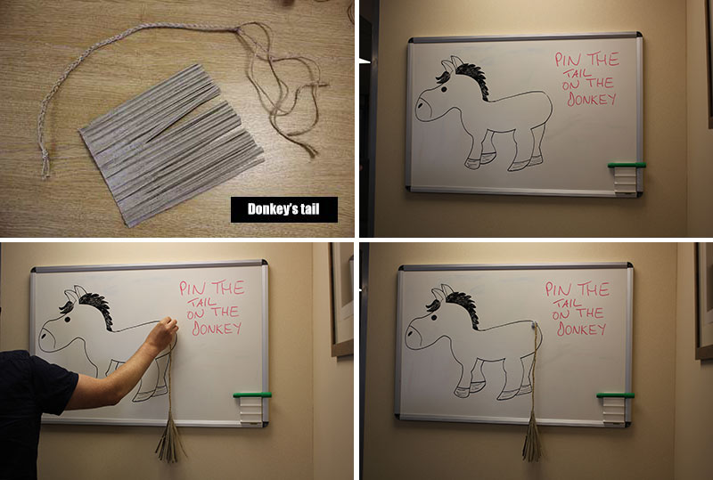 Pin the tail on the donkey - whiteboard style