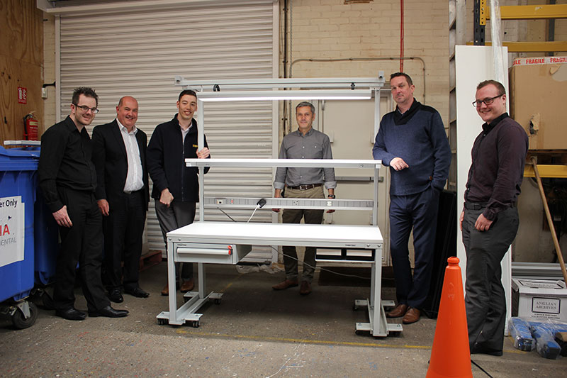 Left to right: Jason McDonald, James, Luke Palmer, Mark Wilson, Tim Windle and Jaison Dobbs with the ESD Workbench