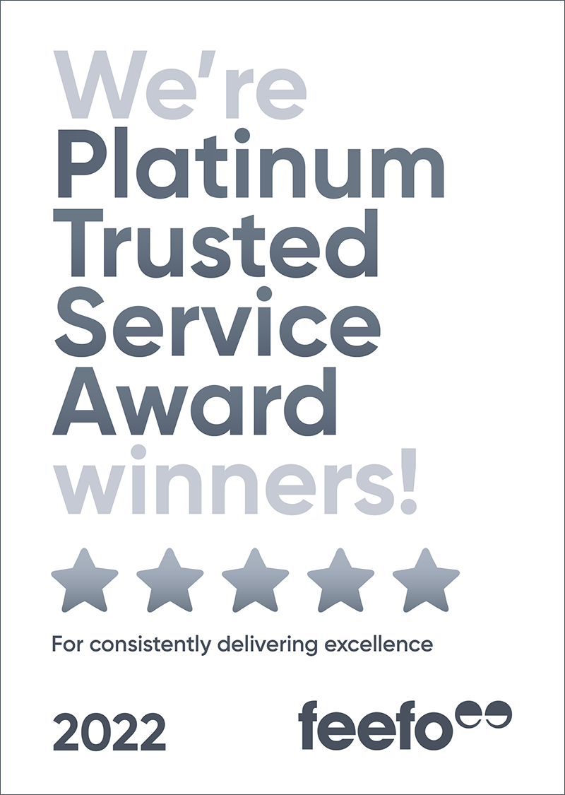 We're feefo Platinum Trusted Service Award winners!