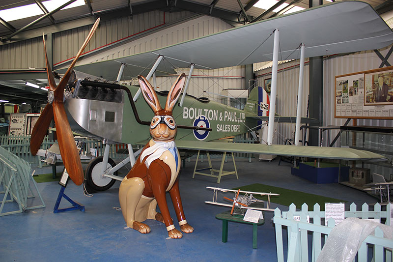 GoGoHareman with Boulton and Paul P9 aircraft at Norfolk & Suffolk Aviation Museum