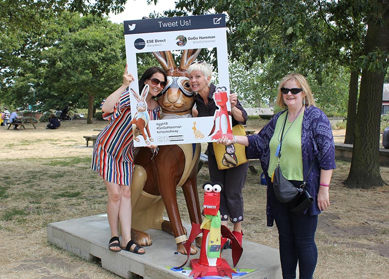 Sally Adams, Cat Dorrell, Debs and George visit GoGo Hareman