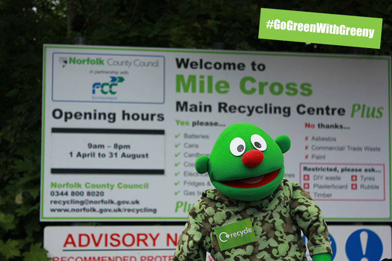 Go Green With Greeny at your local recycling and waste disposal centre