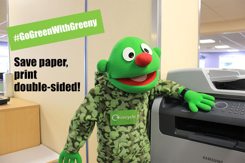 Go Green With Greeny - print on both sides of paper