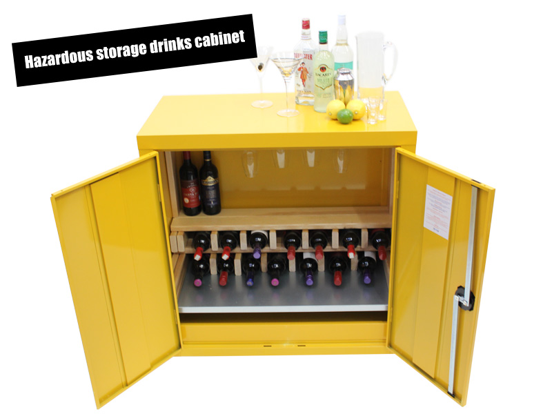 Hazardous storage cabinet transformed into a funky bespoke drinks cabinet