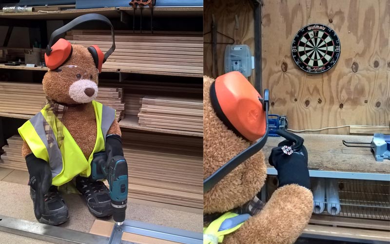 A game of darts with Health and Safety Bear