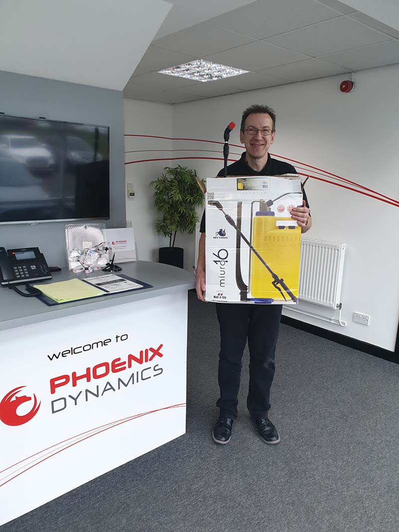 Phoenix Dynamics, winners of a backpack de-icer sprayer from ESE Direct