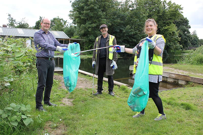 Martin, Matt and Suzette litter picking in Norwich