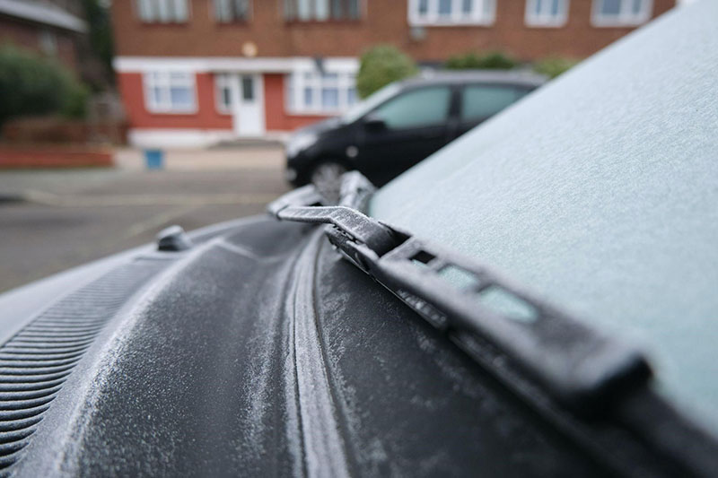 Frozen vehicle on a frosty morning