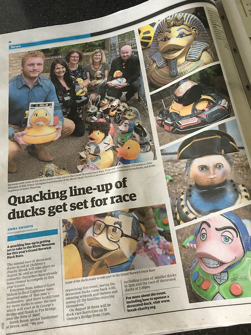 Quacking line-up of decorated ducks get set for Norwich race