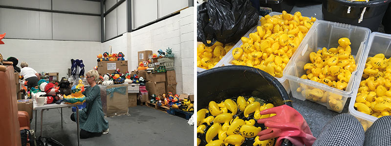 The Grand Norwich Duck Race ducks get some TLC courtesy of The Duckorator and friends