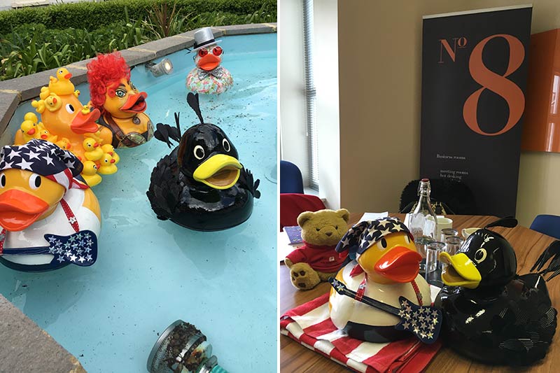 Mat in the fountains at The Assembly House Norwich, with Duck in the USA at Social Media Hub