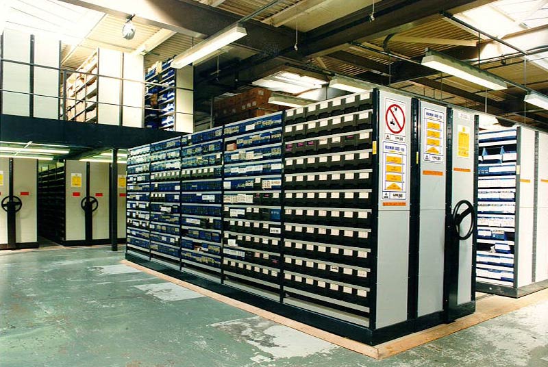 Mobile Euro Shelving in a warehouse