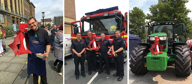 George with Papworth's Butcher, Norfolk Fire and Rescue Service and a Ben Burgess Tractor