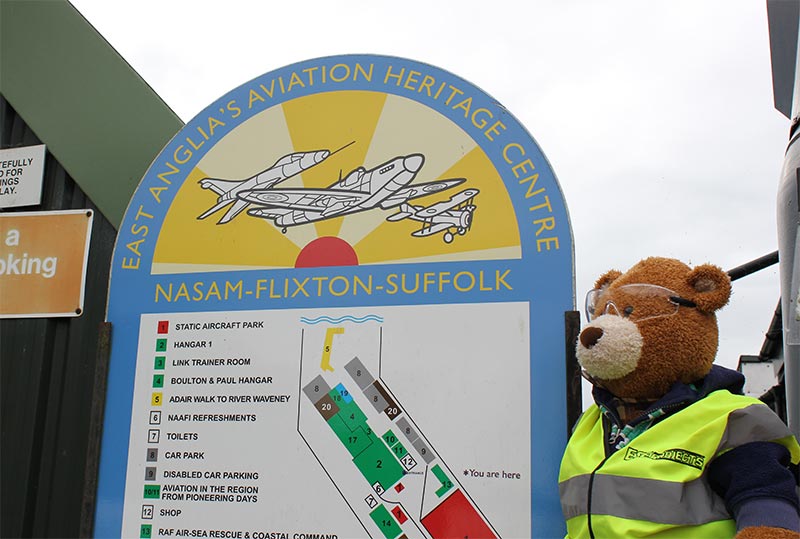 Health and Safety Bear helps point visitors in the right direction