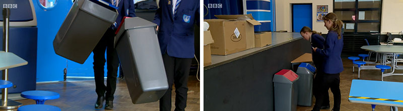 Students at Firth Park Academy put their recycling bins in place
