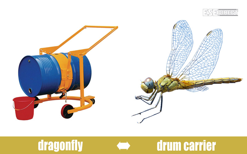 A dragonfly strikes a pose next to the drum carrier