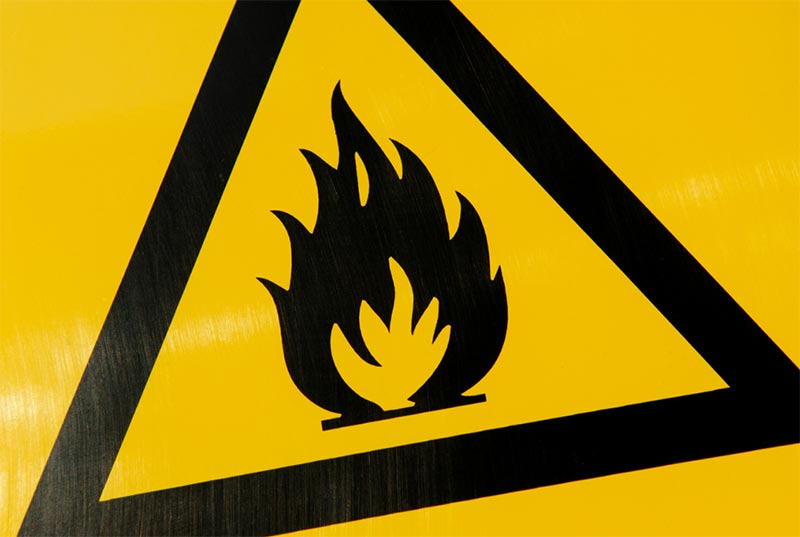 Flammables hazard warning sign
