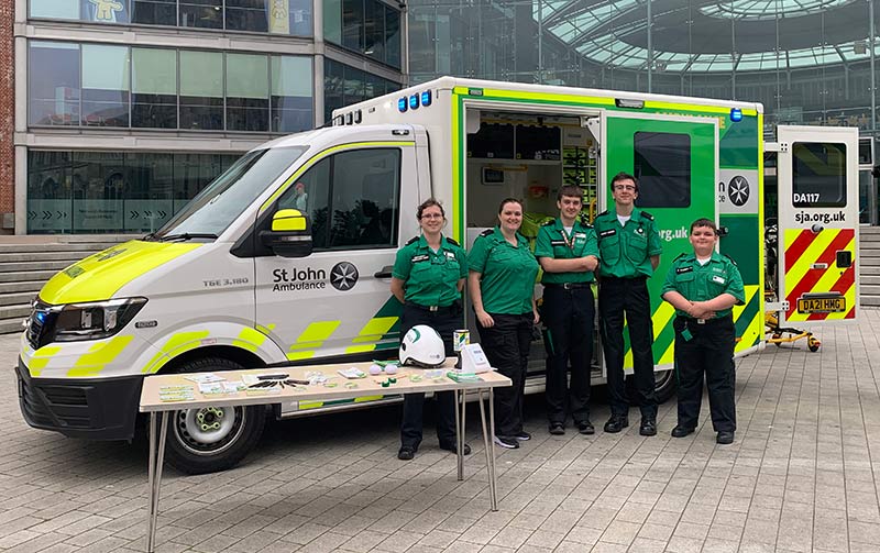 St John Ambulance Volunteers outside The Forum, Norwich