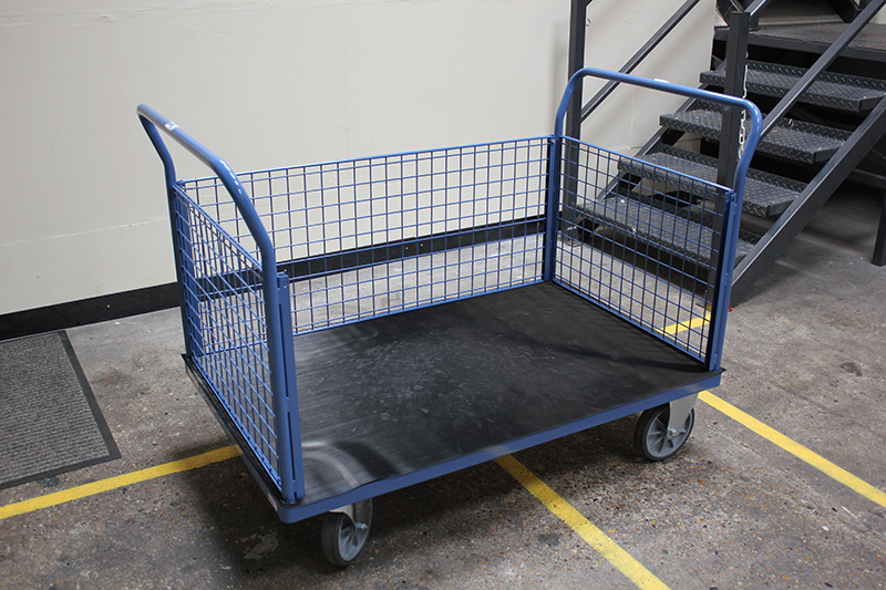 Platform truck complete with protective rubber mat flooring