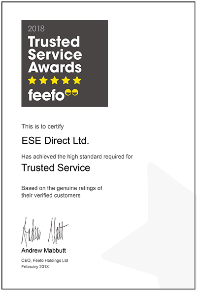 ESE Direct, Feefo Trusted Service Awards Certificate