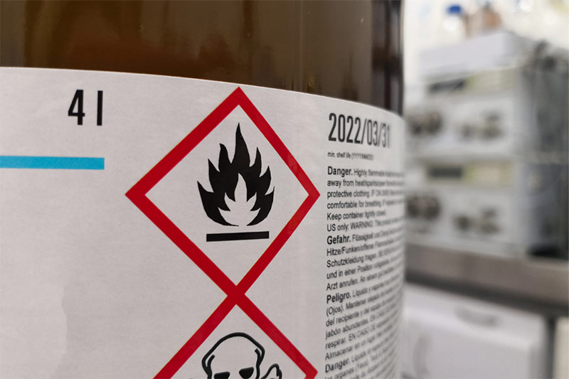 hazardous chemicals stored in COSHH cupboard